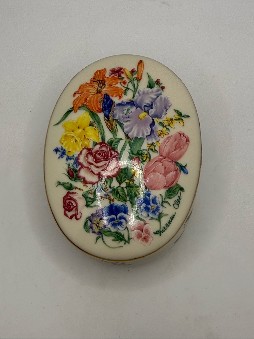 LENOX Suzanne Clee Wildflower Iris Rose The Flower Blossom Music Box